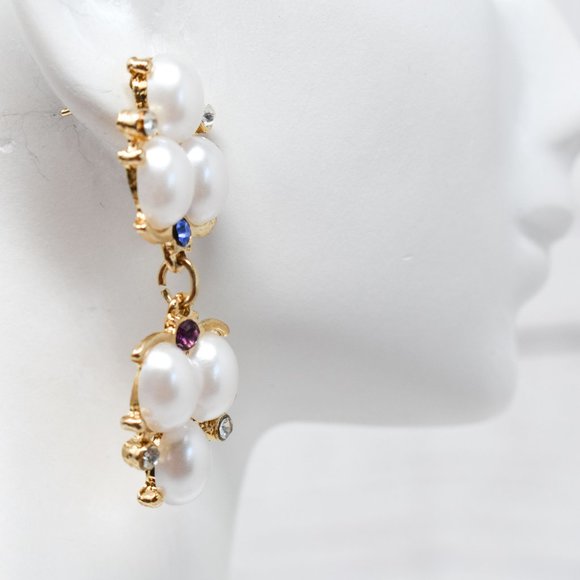 1.75" Drop Dangle Pearl Blue/Purple Earrings - Picture 12 of 12